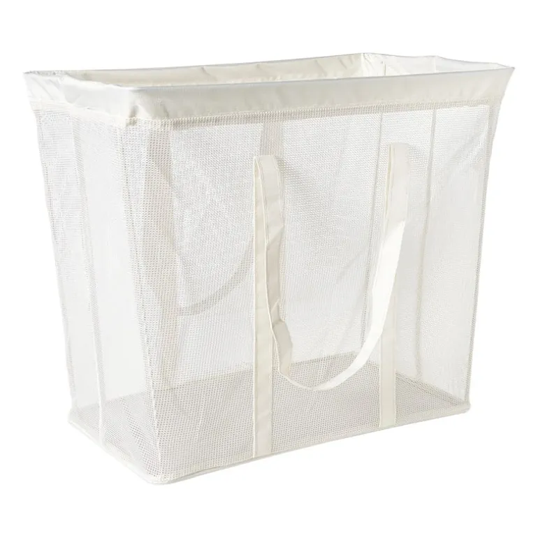Opbergmand/wasmand met handvatten - wit - 53x46x33 cm