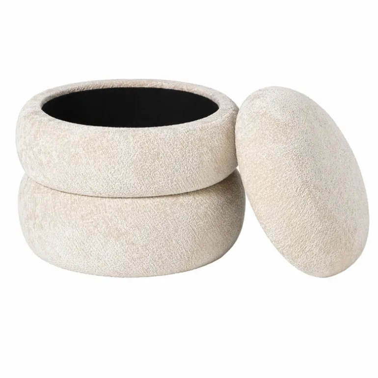 Opbergpoef bubbles - beige - ø41x41 cm