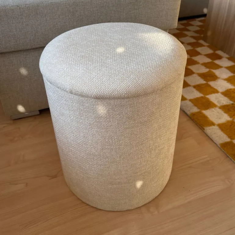 Opbergpoef Debby - beige - ø35x40 cm