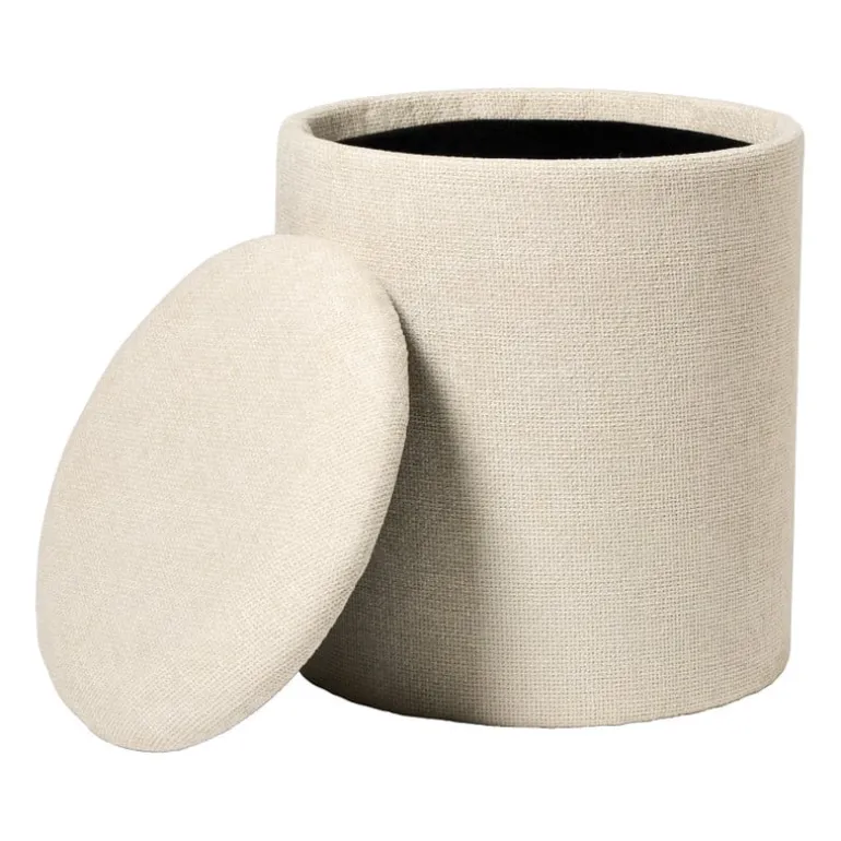 Opbergpoef Debby - beige - ø35x40 cm