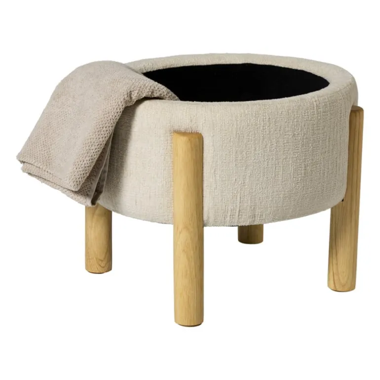 Opbergpoef Mandy - beige - ø45x38 cm