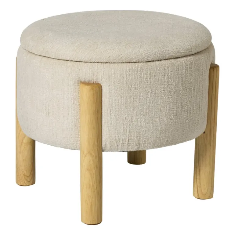 Opbergpoef Mandy - beige - ø45x38 cm