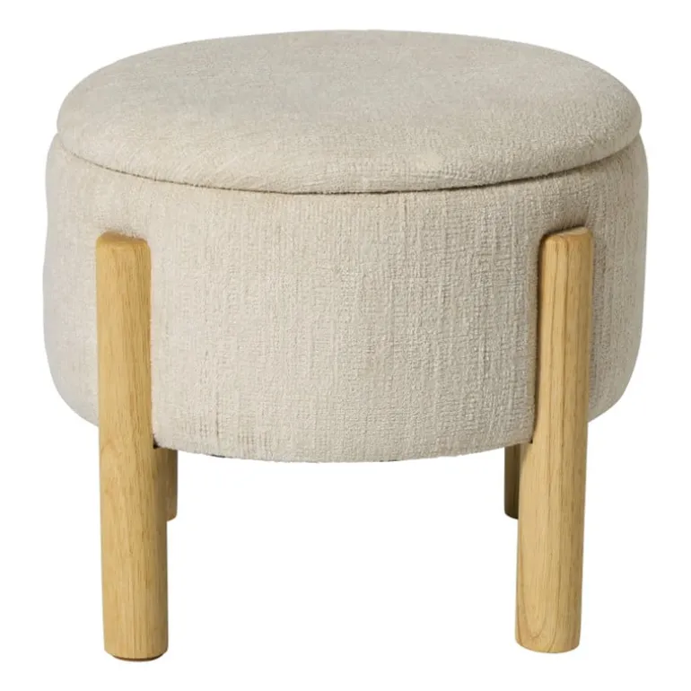 Opbergpoef Mandy - beige - ø45x38 cm