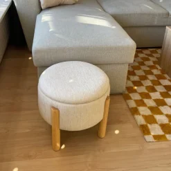 Opbergpoef Mandy - beige - ø45x38 cm