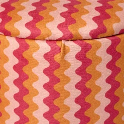 Opbergpoef retro - oranje/roze - ø35x40 cm