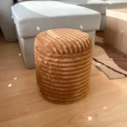 Opbergpoef rib - bruin - ø35x38 cm