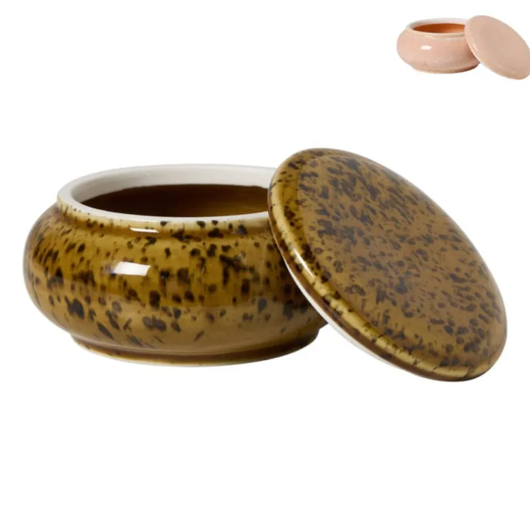 Opbergpotje keramiek - multikleur - ø12x8 cm - diverse varianten