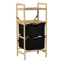 Opbergrek met twee laden - bruin/zwart - 96x44x33 cm