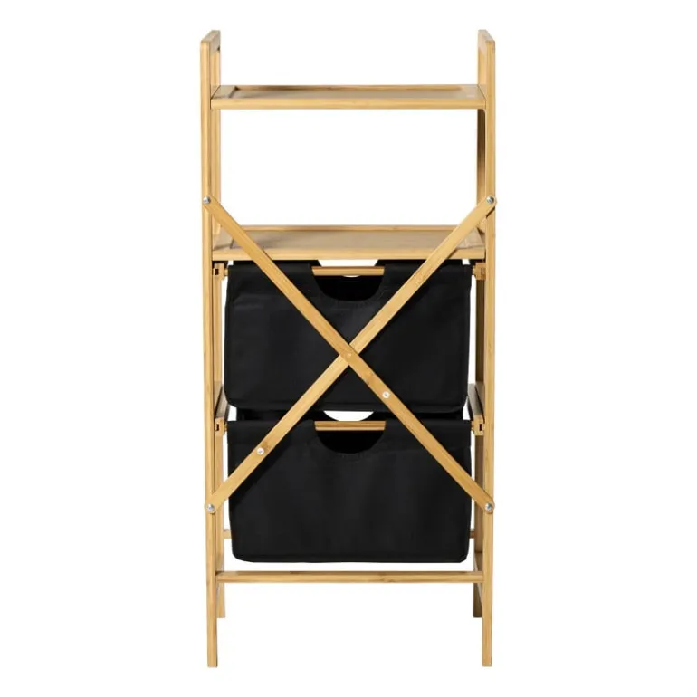 Opbergrek met twee laden - bruin/zwart - 96x44x33 cm