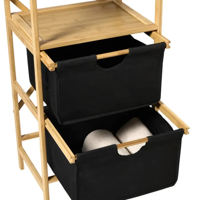 Opbergrek met twee laden - bruin/zwart - 96x44x33 cm