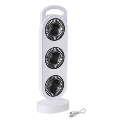 Oplaadbare USB ventilator - wit - 37.5x13x8.7 cm