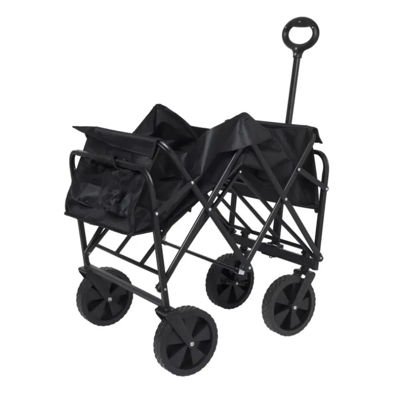 Opvouwbare bolderkar - zwart - 103x54x108 cm