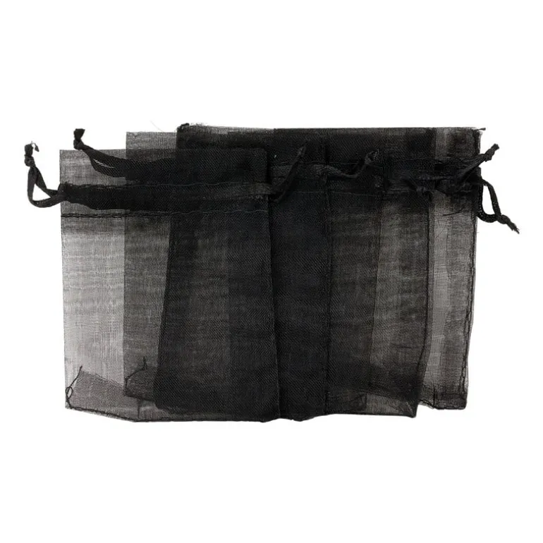 Organza zakjes - zwart - 5 stuks
