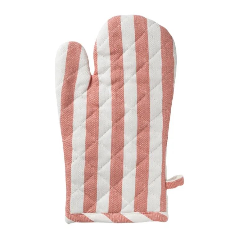 Ovenwant gestreept - oranje/wit - 18x32 cm