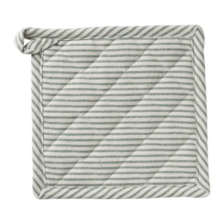 Pannenlap gestreept - groen/wit - 20x20 cm