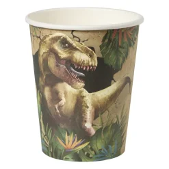Papieren bekers dino - multikleur - set van 8