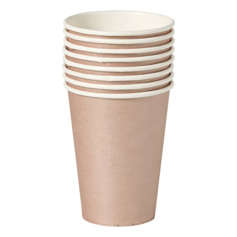 Papieren bekers - roségoudkleurig - set van 8