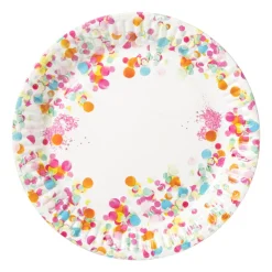 Papieren bordjes confetti ø18 cm - multikleur - set van 8