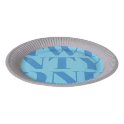 Papieren bordjes 21 jaar - blauw - set van 8