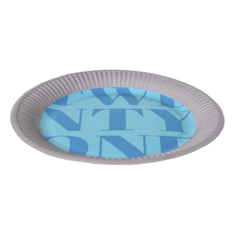 Papieren bordjes 21 jaar - blauw - set van 8