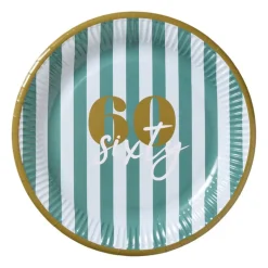 Papieren bordjes 60 jaar - groen - set van 8