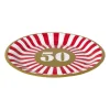 Papieren bordjes 50 jaar - rood - set van 8