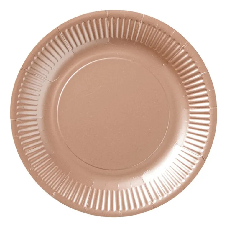 Papieren bordjes - roségoudkleurig - set van 8
