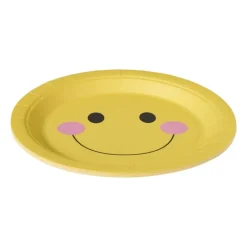 Papieren bord smiley - geel - set van 8