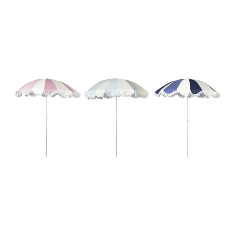 Parasol gestreept - blauw/wit - ø160x180 cm