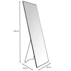 Passpiegel XL - zwart - 50x150 cm
