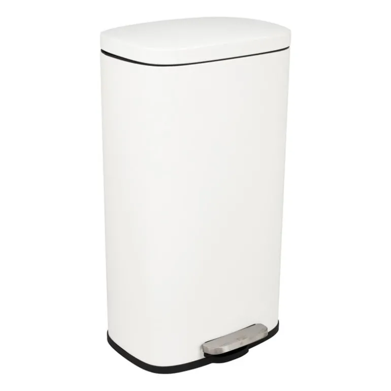 Pedaalemmer rechthoek - mat wit - 30 liter