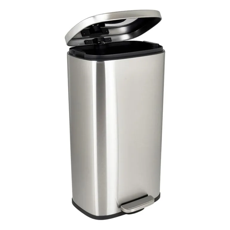 Pedaalemmer rechthoek - zilver - 30 liter