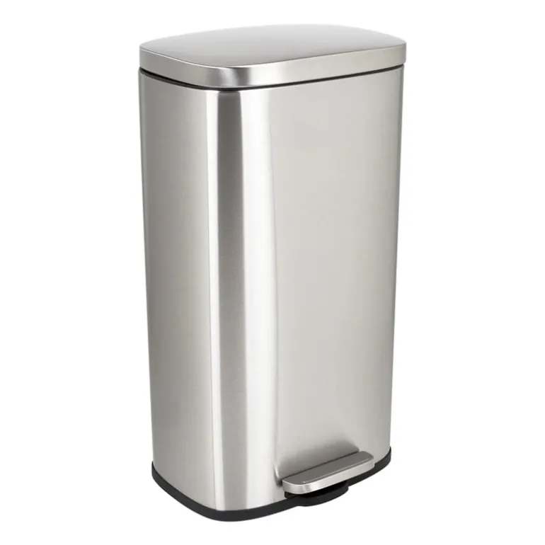 Pedaalemmer rechthoek - zilver - 30 liter