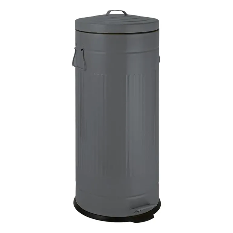 Pedaalemmer retro look - grijs - 30 liter