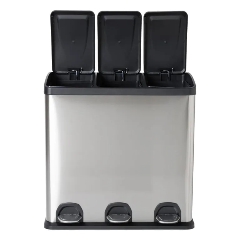 Pedaalemmer triple bin - 3x20 liter