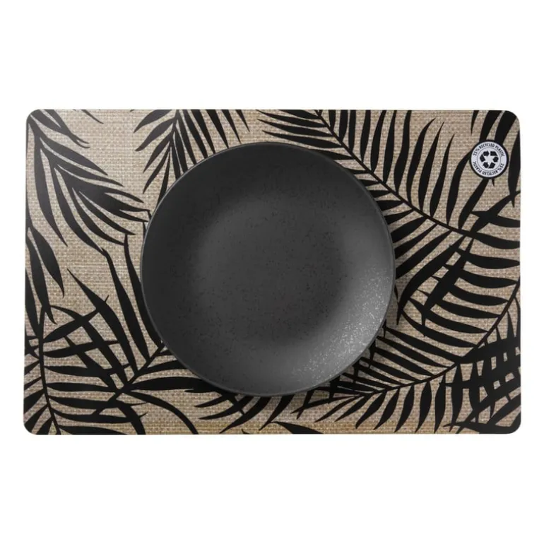Placemat bladeren - beige/zwart - 43.5x28.5 cm - diverse varianten