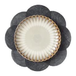 Placemat 3D bloem - zwart - ø38 cm