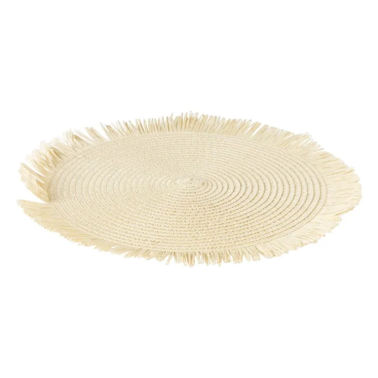 Placemat franjes - zand - ⌀38 cm