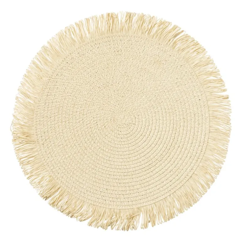 Placemat franjes - zand - ⌀38 cm