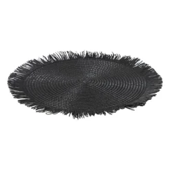 Placemat franjes - zwart - ⌀38 cm