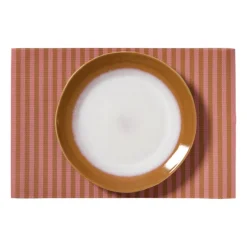 Placemats streep - roze/bruin - set van 2