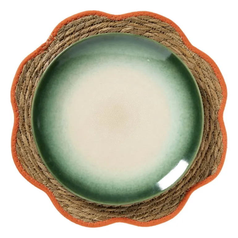 Placemat zeegras bloem - oranje