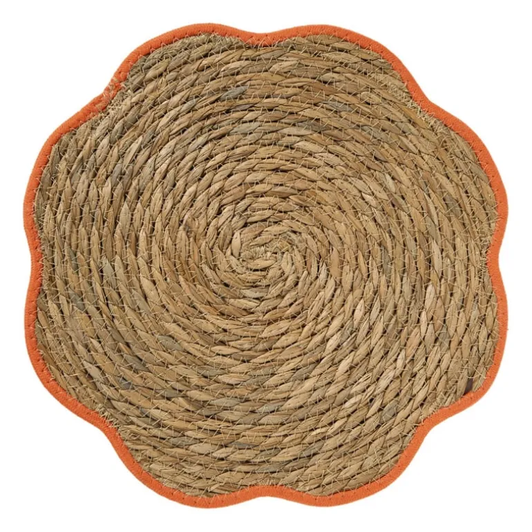 Placemat zeegras bloem - oranje