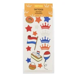 Plak tattoo's - oranje/rood/wit/blauw - set van 16