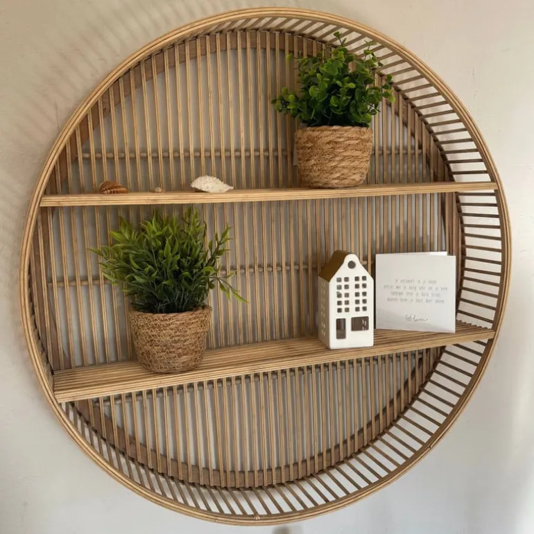 Plantje in rieten mand - rond blad - ø10x19 cm