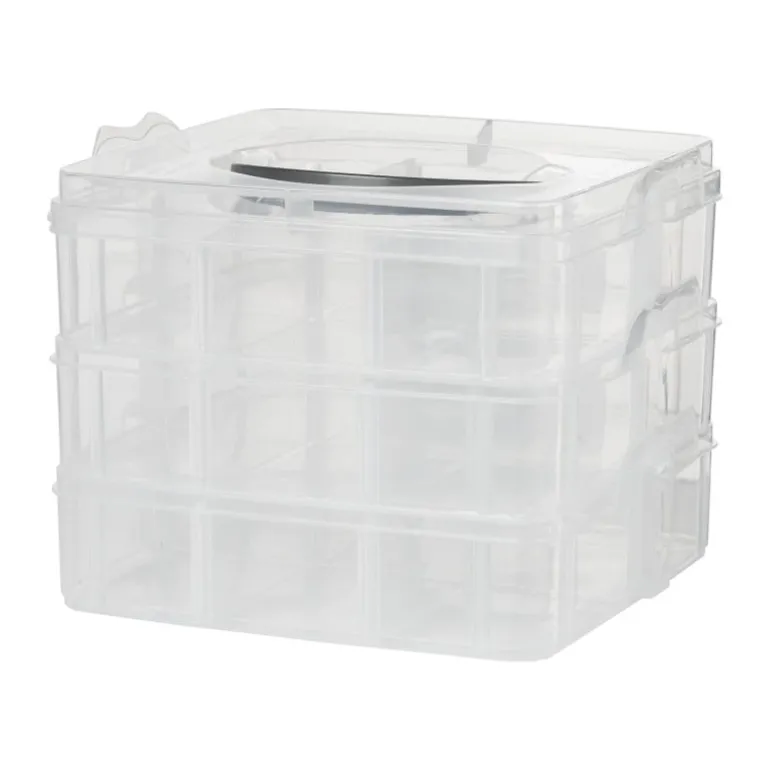 Plastic bewaardoos met vakken - 15x15x13 cm