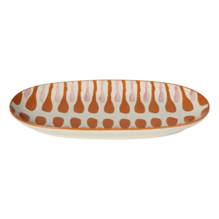Plateau ovaal met print - oranje/paars - 3x31.5x15.5 cm