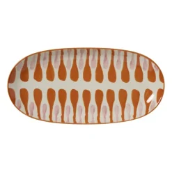 Plateau ovaal met print - oranje/paars - 3x31.5x15.5 cm