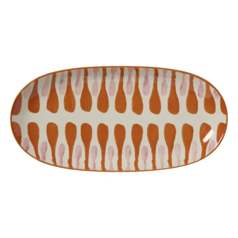 Plateau ovaal met print - oranje/paars - 3x31.5x15.5 cm