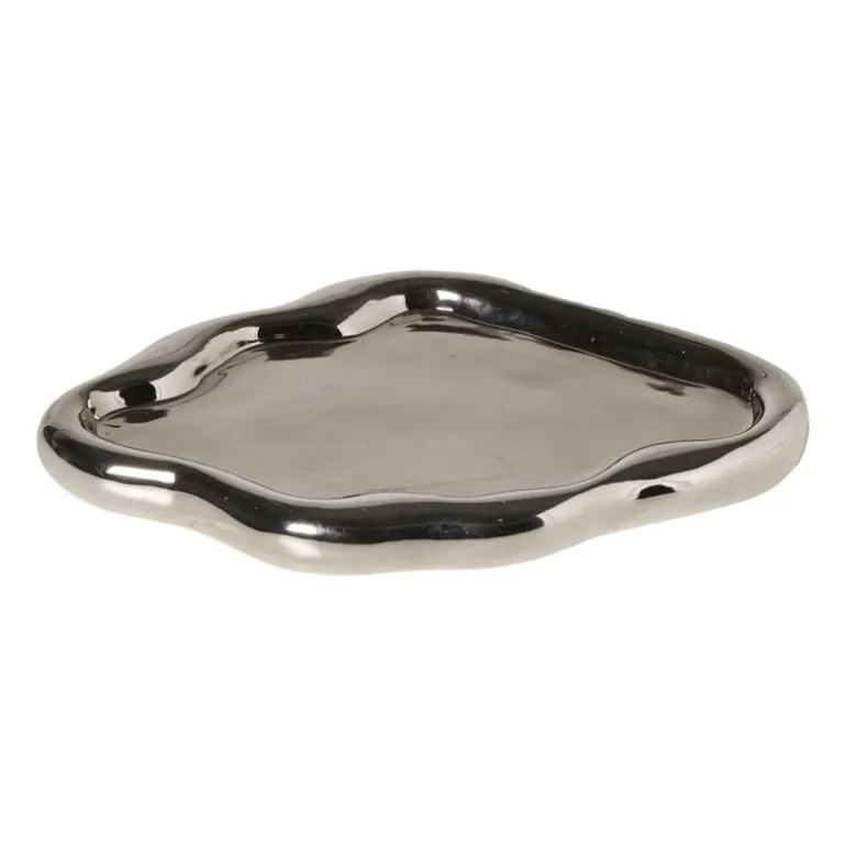 Plateau smoked - zilverkleurig - 2.8x28.5x19.5 cm